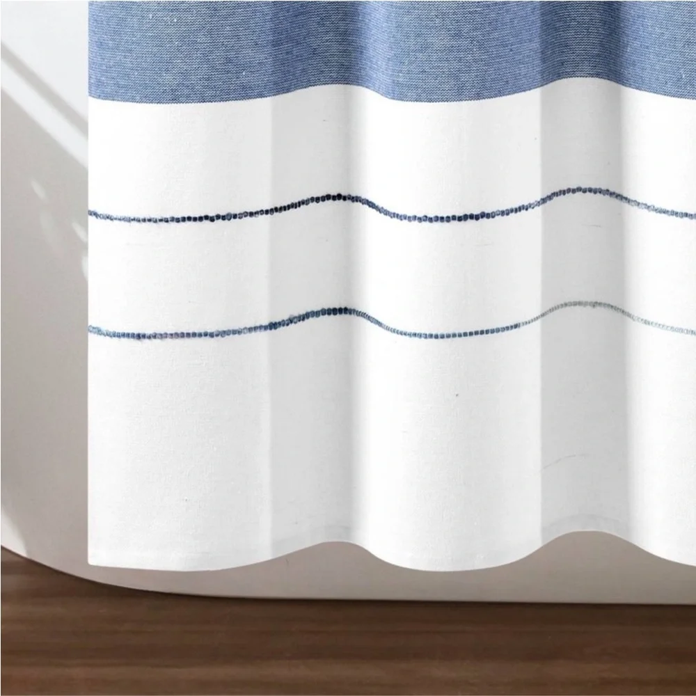 LUSH DECOR NWT chic stripe yarn dyed eco friendly recycled cotton shower curtain